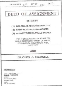 Assignment of land