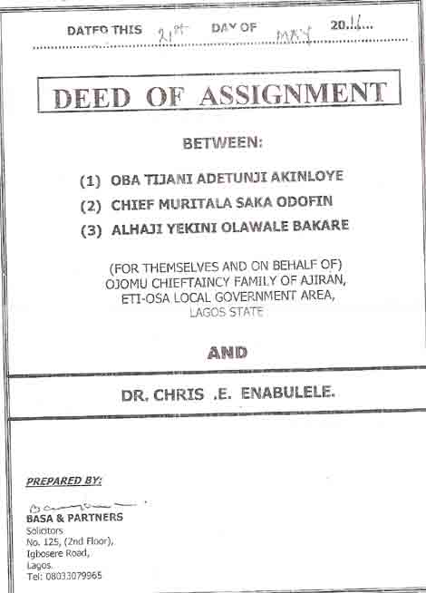 deed of assignment for land