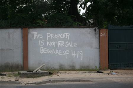A sign warning that the property isn't for sale